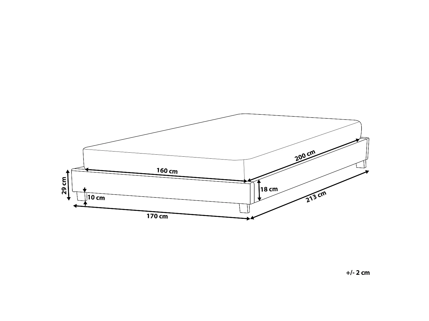 Cama Tecido ROANNE 160 x 200 cm Cinzento claro