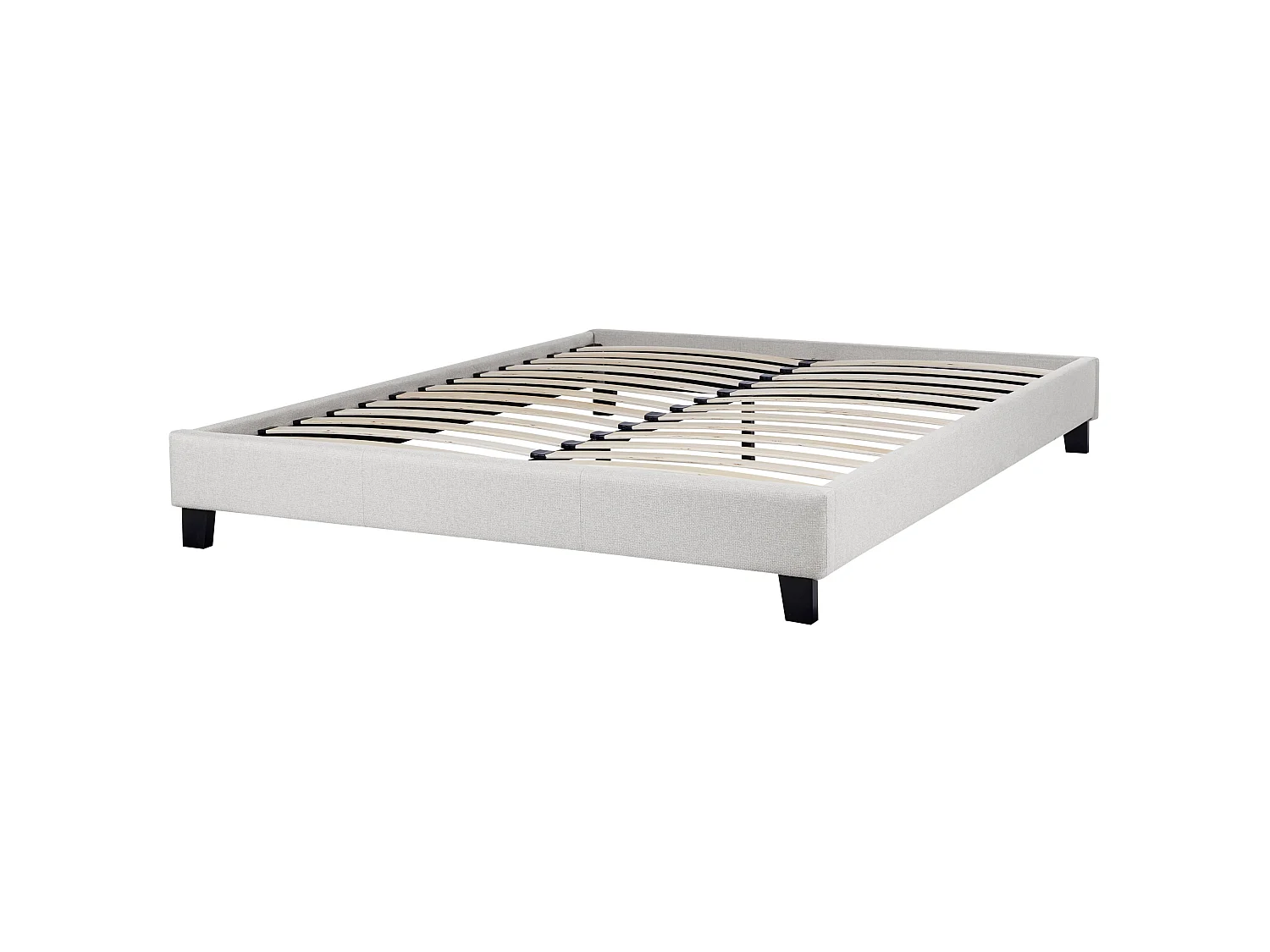 Cama Tecido ROANNE 160 x 200 cm Cinzento claro