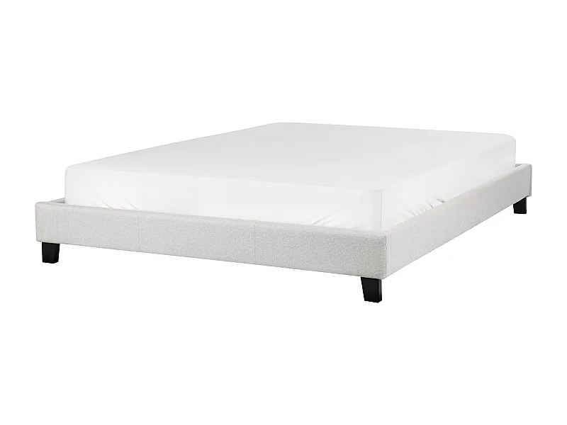Cama Tecido ROANNE 160 x 200 cm Cinzento claro