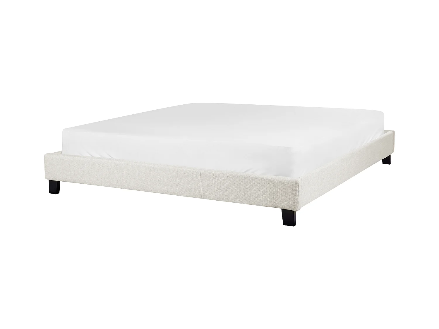 Lit sans tête de lit Tissu ROANNE 180 x 200 cm Beige clair