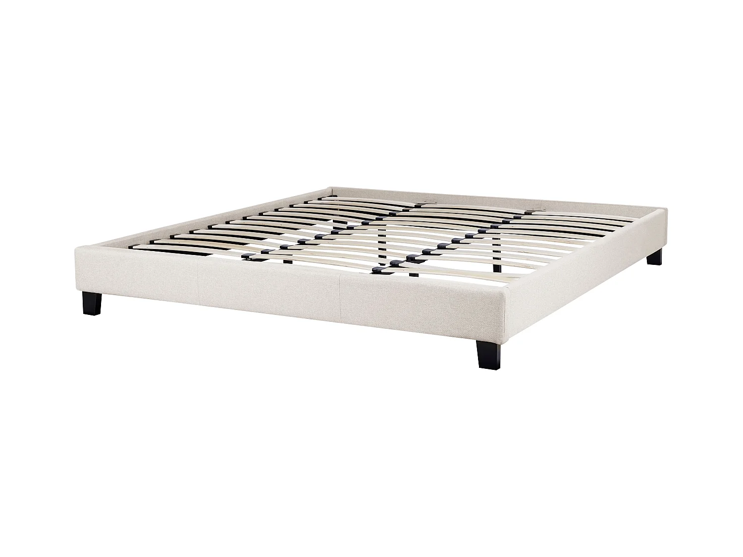 Lit sans tête de lit Tissu ROANNE 180 x 200 cm Beige clair