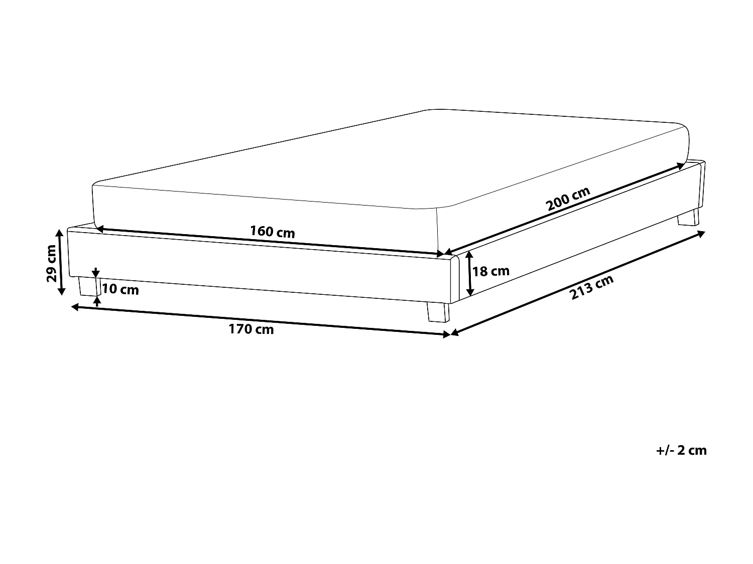 Cama sin cabecero Bouclé ROANNE 160 x 200 cm Crema