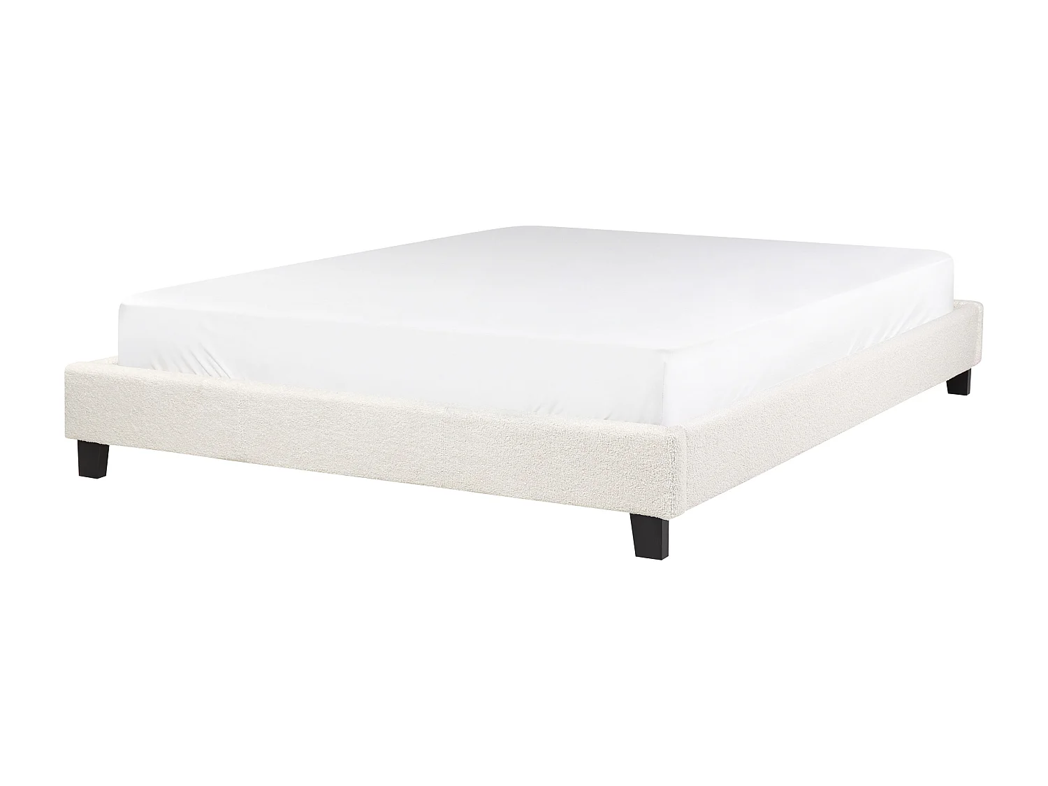 Cama sin cabecero Bouclé ROANNE 160 x 200 cm Crema