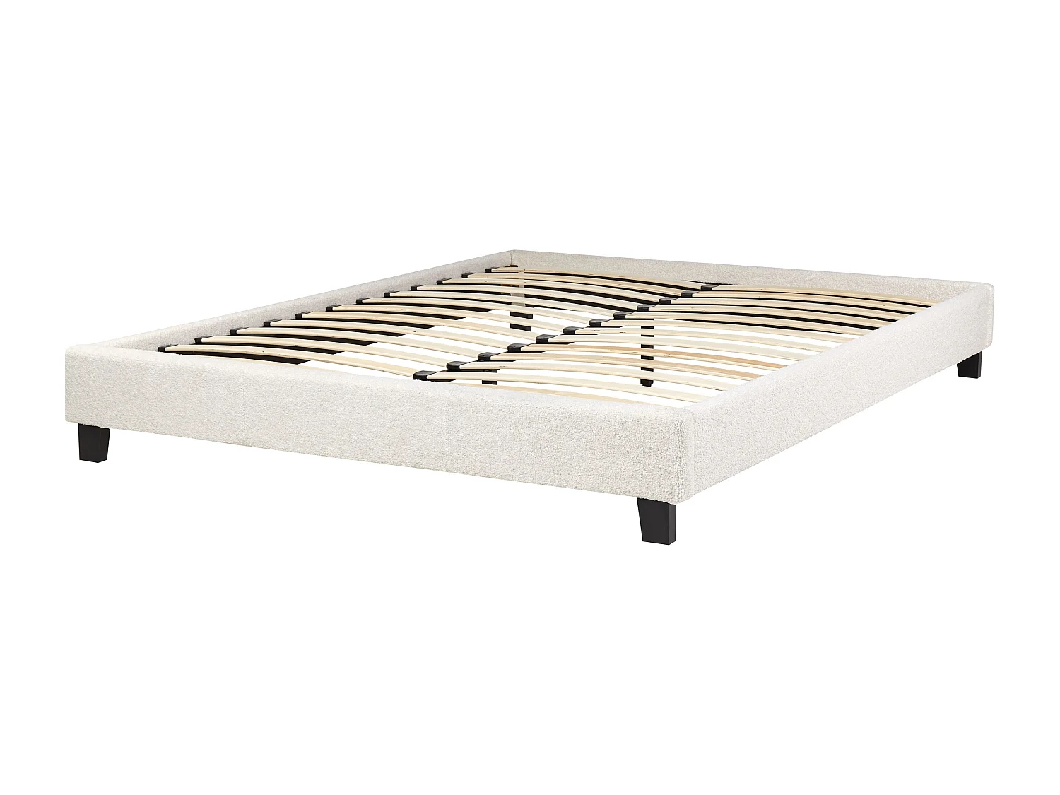 Cama sin cabecero Bouclé ROANNE 160 x 200 cm Crema