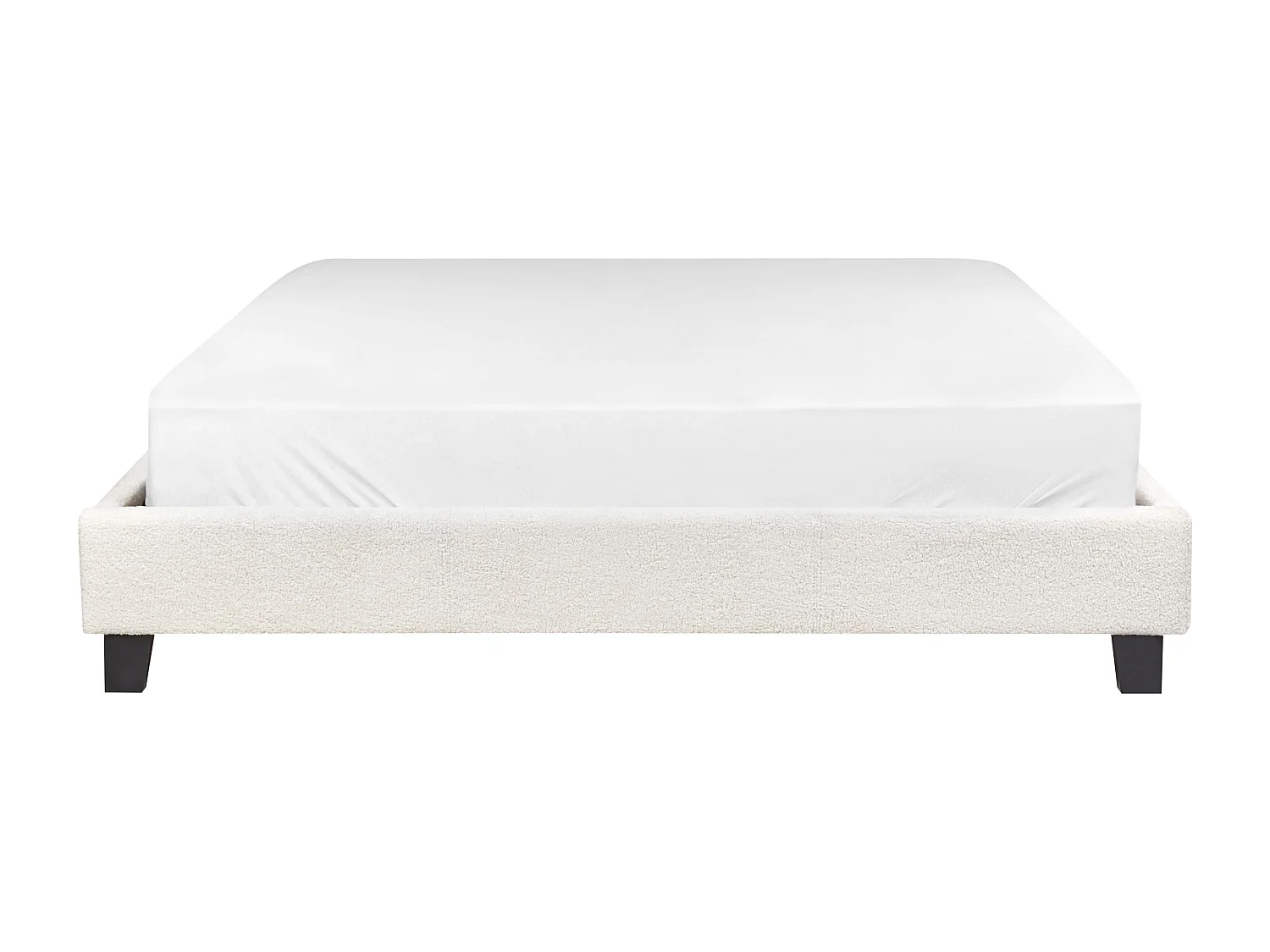 Cama sin cabecero Bouclé ROANNE 160 x 200 cm Crema