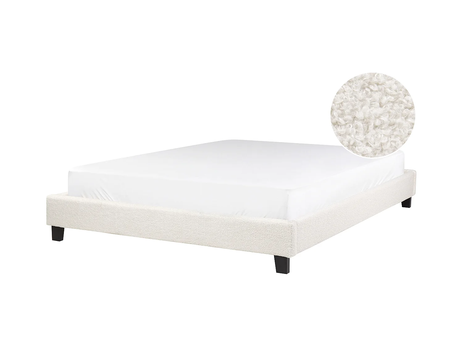 Lit sans tête de lit Bouclé ROANNE 160 x 200 cm Beige clair