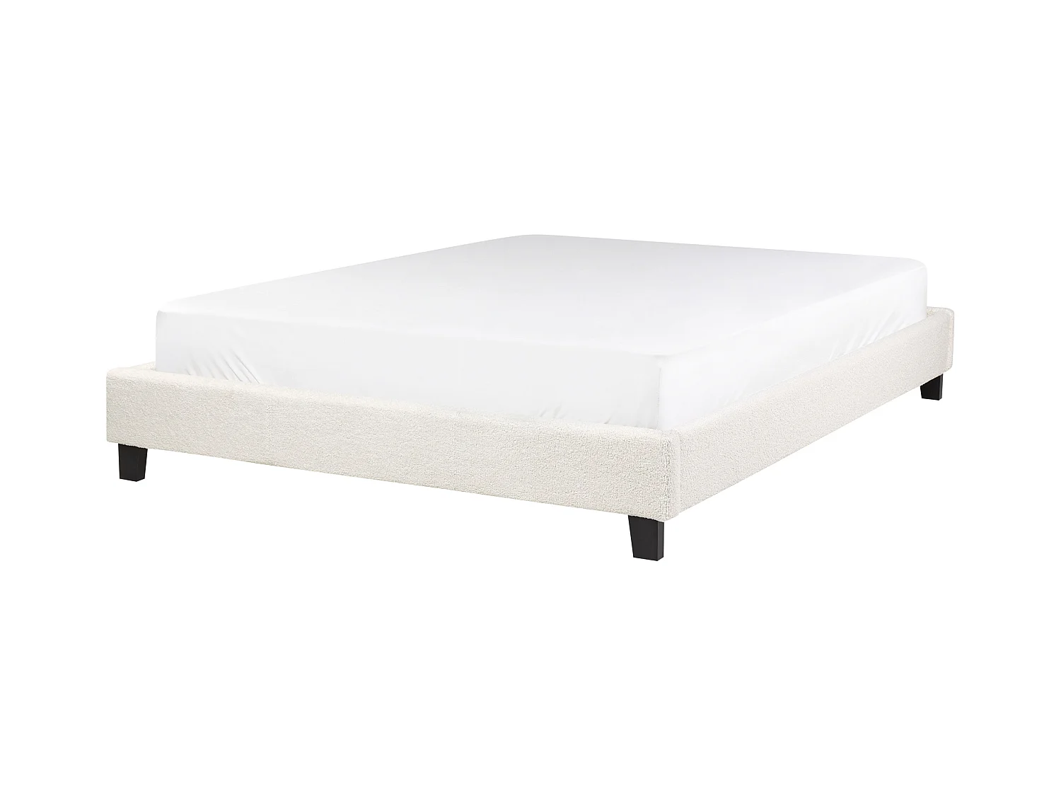 Cama sin cabecero Bouclé ROANNE 140 x 200 cm Crema