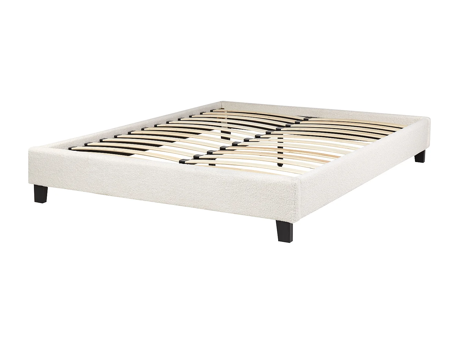 Cama sin cabecero Bouclé ROANNE 140 x 200 cm Crema