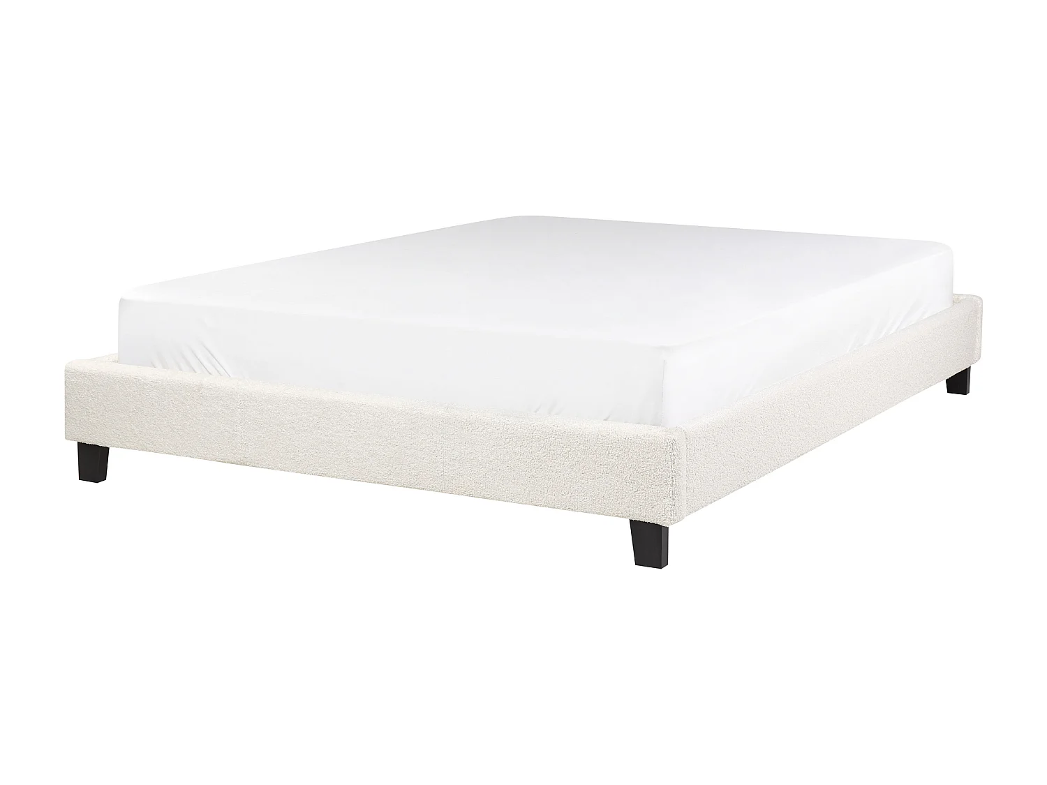 Lit sans tête de lit Bouclé ROANNE 140 x 200 cm Beige clair