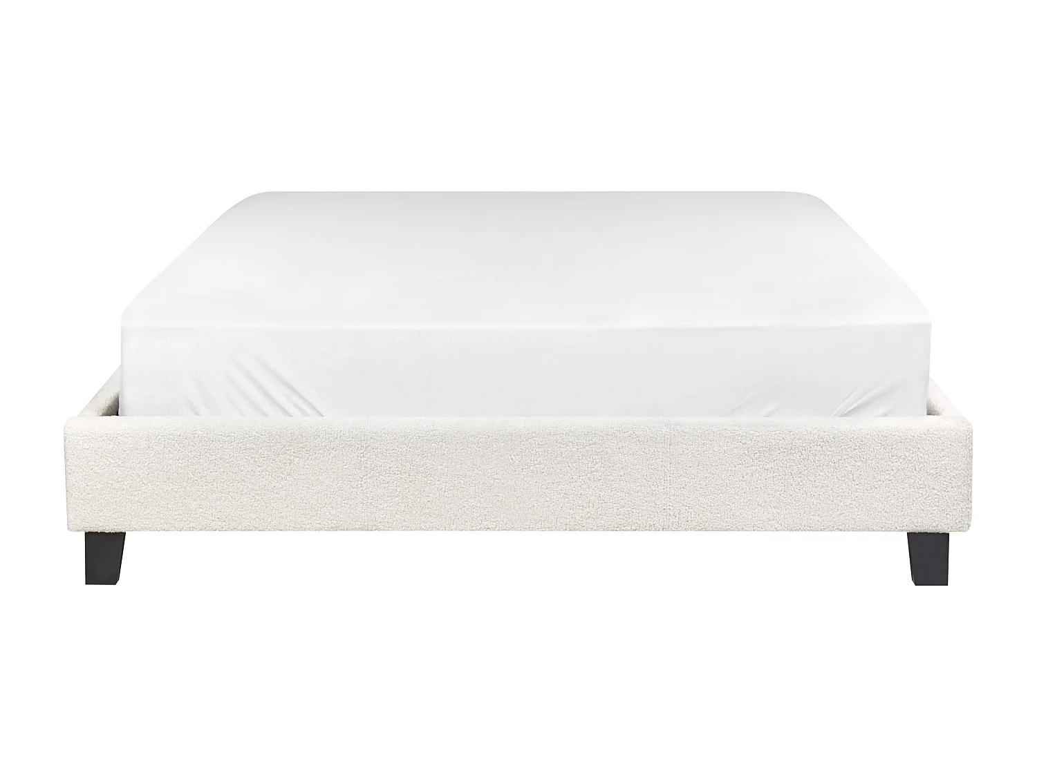 Lit sans tête de lit Bouclé ROANNE 140 x 200 cm Beige clair