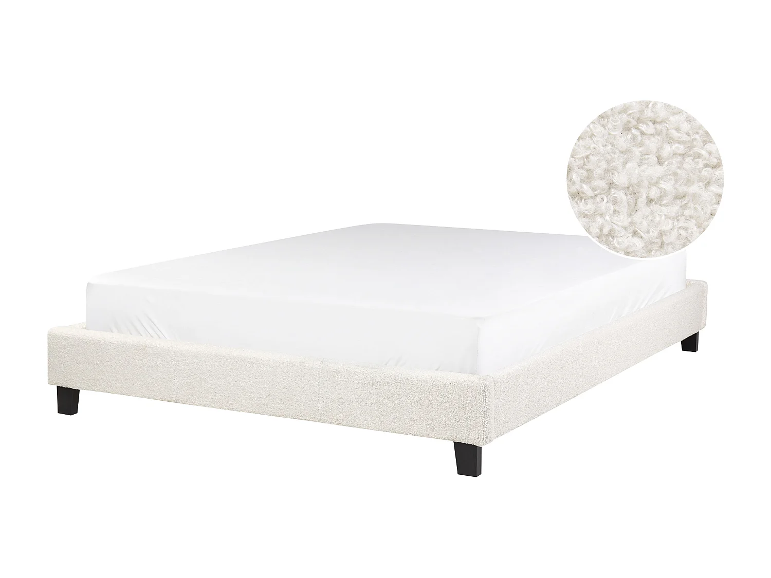 Cama Bouclé ROANNE 140 x 200 cm Creme