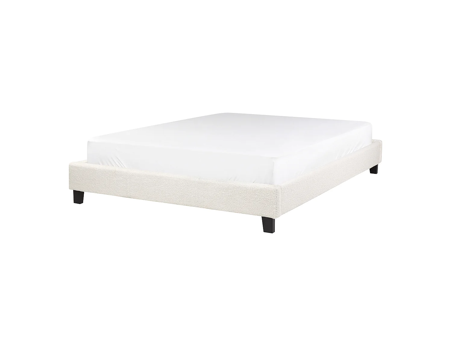 Lit sans tête de lit Bouclé ROANNE 140 x 200 cm Crème
