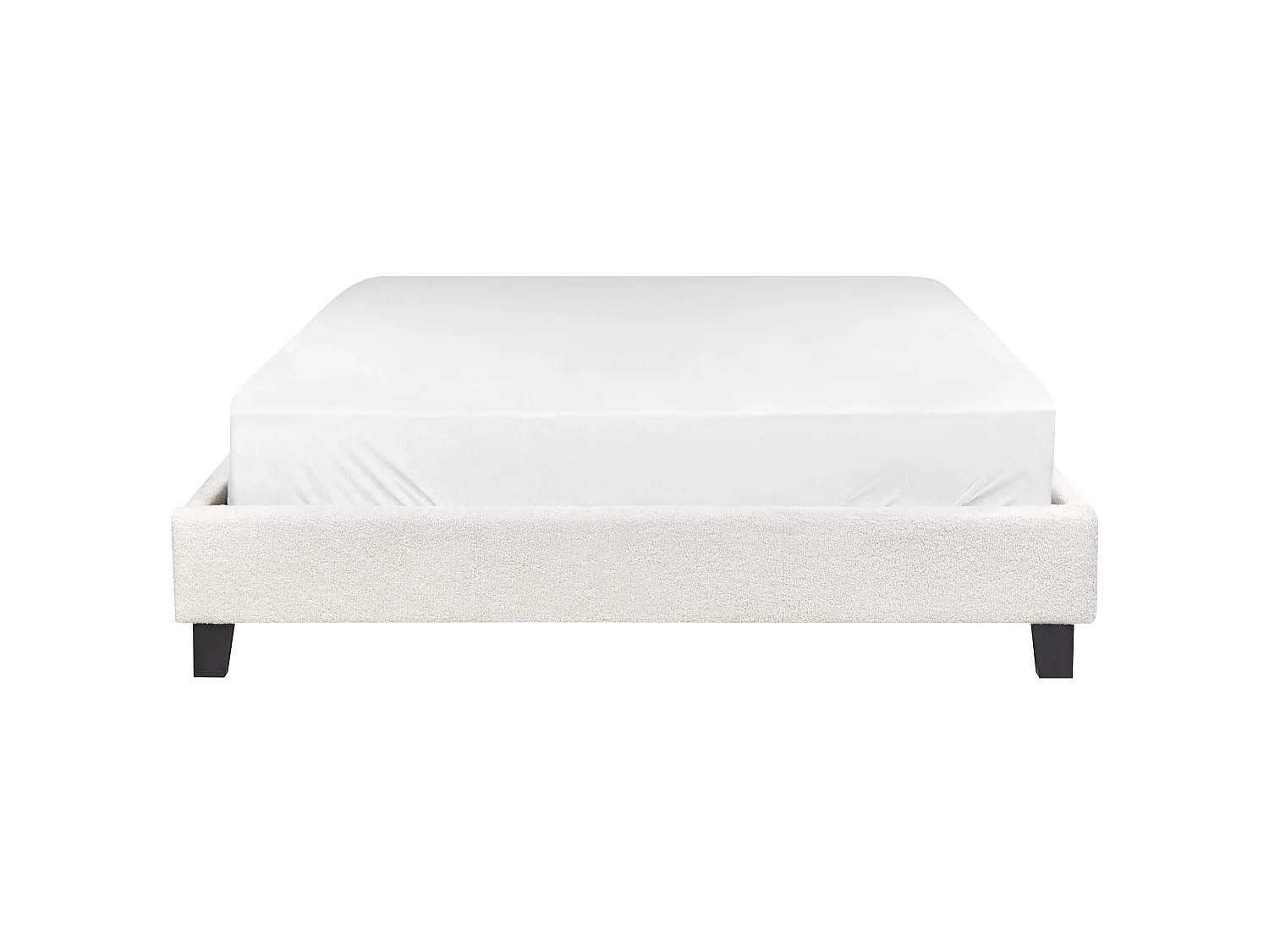 Lit sans tête de lit Bouclé ROANNE 140 x 200 cm Crème