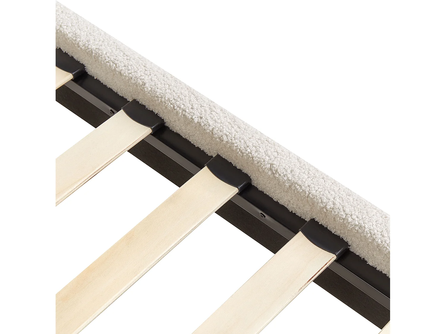 Lit sans tête de lit Bouclé ROANNE 140 x 200 cm Crème