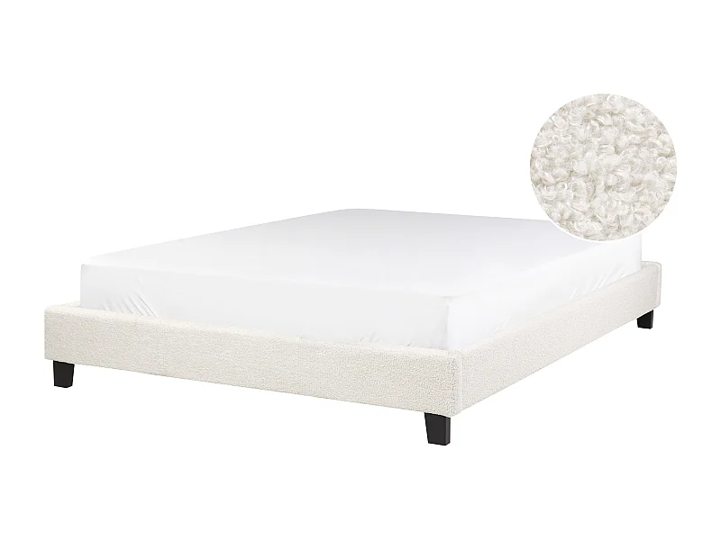 Letto senza testata Bouclé ROANNE 140 x 200 cm Crema