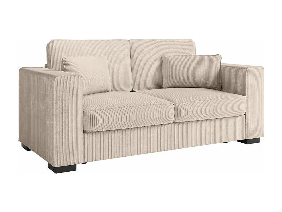 Canapé droit fixe 2 places Belami en velours côtelé - Beige - L181 x P93 x H86cm - Loungitude