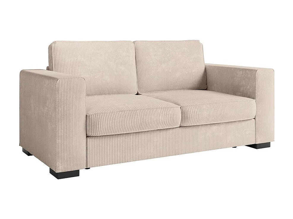 Canapé droit fixe 2 places Belami en velours côtelé - Beige - L181 x P93 x H86cm - Loungitude