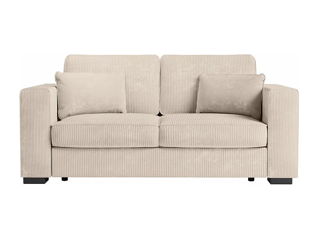 Canapé droit fixe 2 places Belami en velours côtelé - Beige - L181 x P93 x H86cm - Loungitude