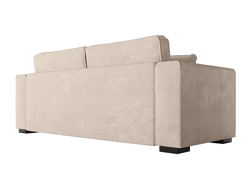 Canapé droit fixe 3 places Belami en velours côtelé - Beige - L231 x P93 x H86cm - Loungitude