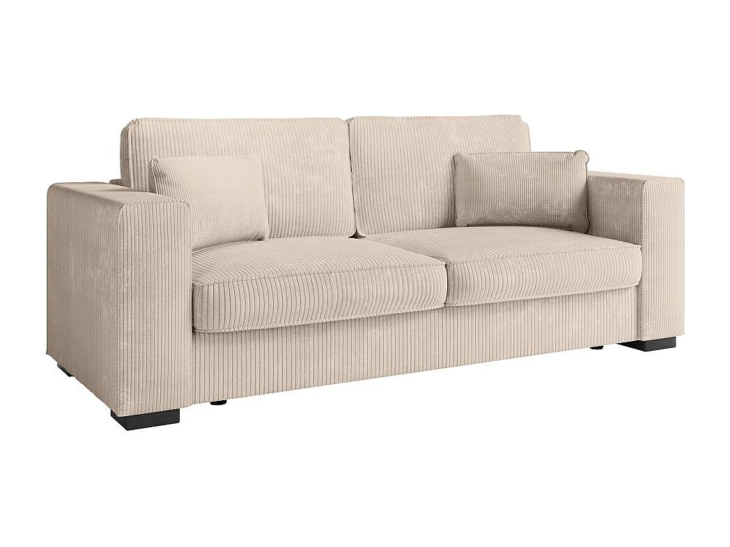 Canapé droit fixe 3 places Belami en velours côtelé - Beige - L231 x P93 x H86cm - Loungitude