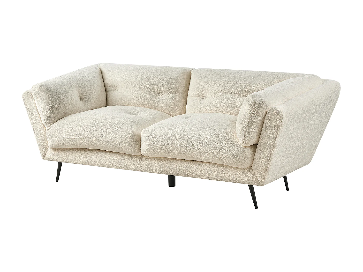 Sofá LENVIK Bouclé Branco 3 lugares