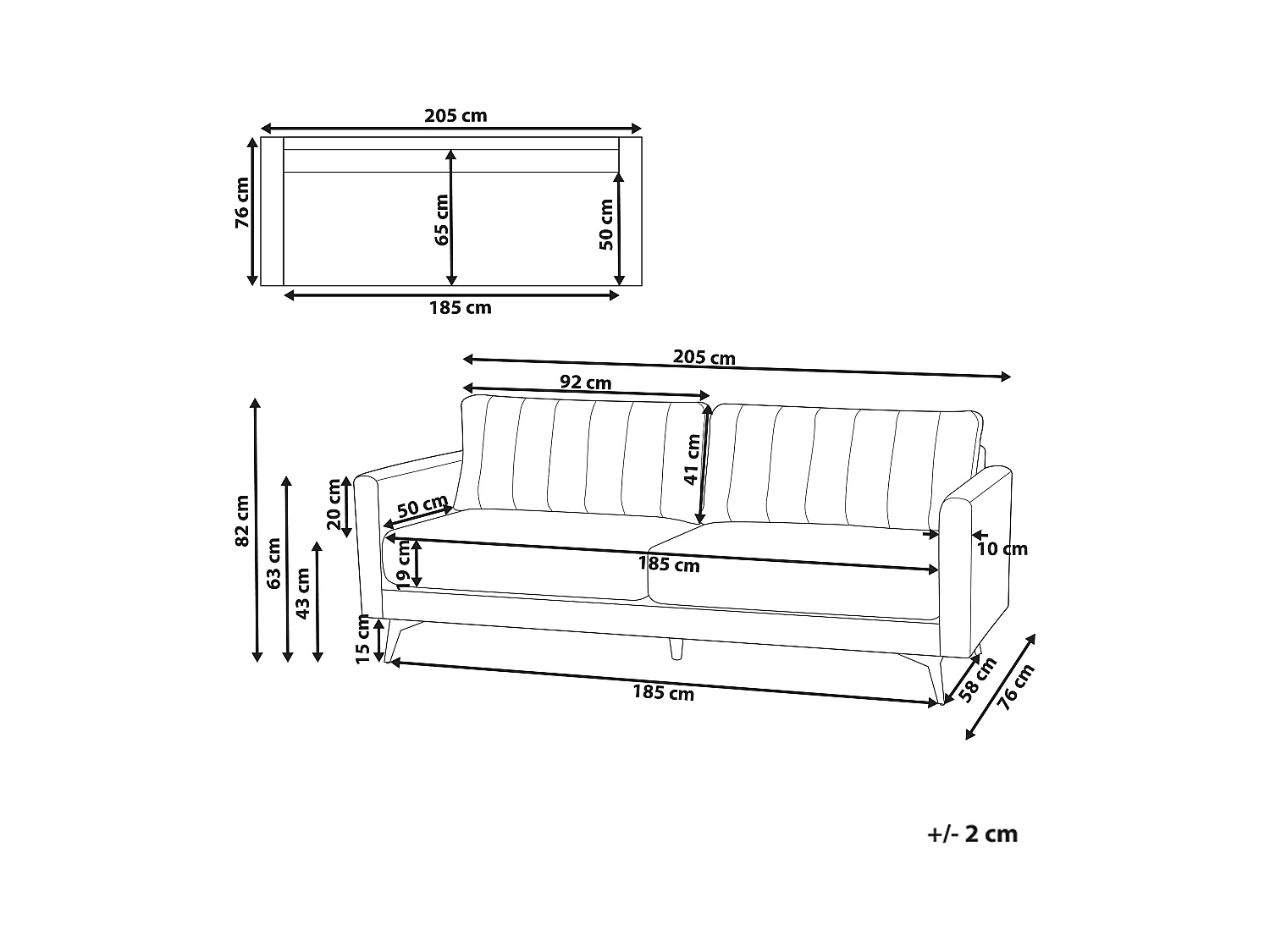Bank MALA Stof Lichtbruin 3-zitter