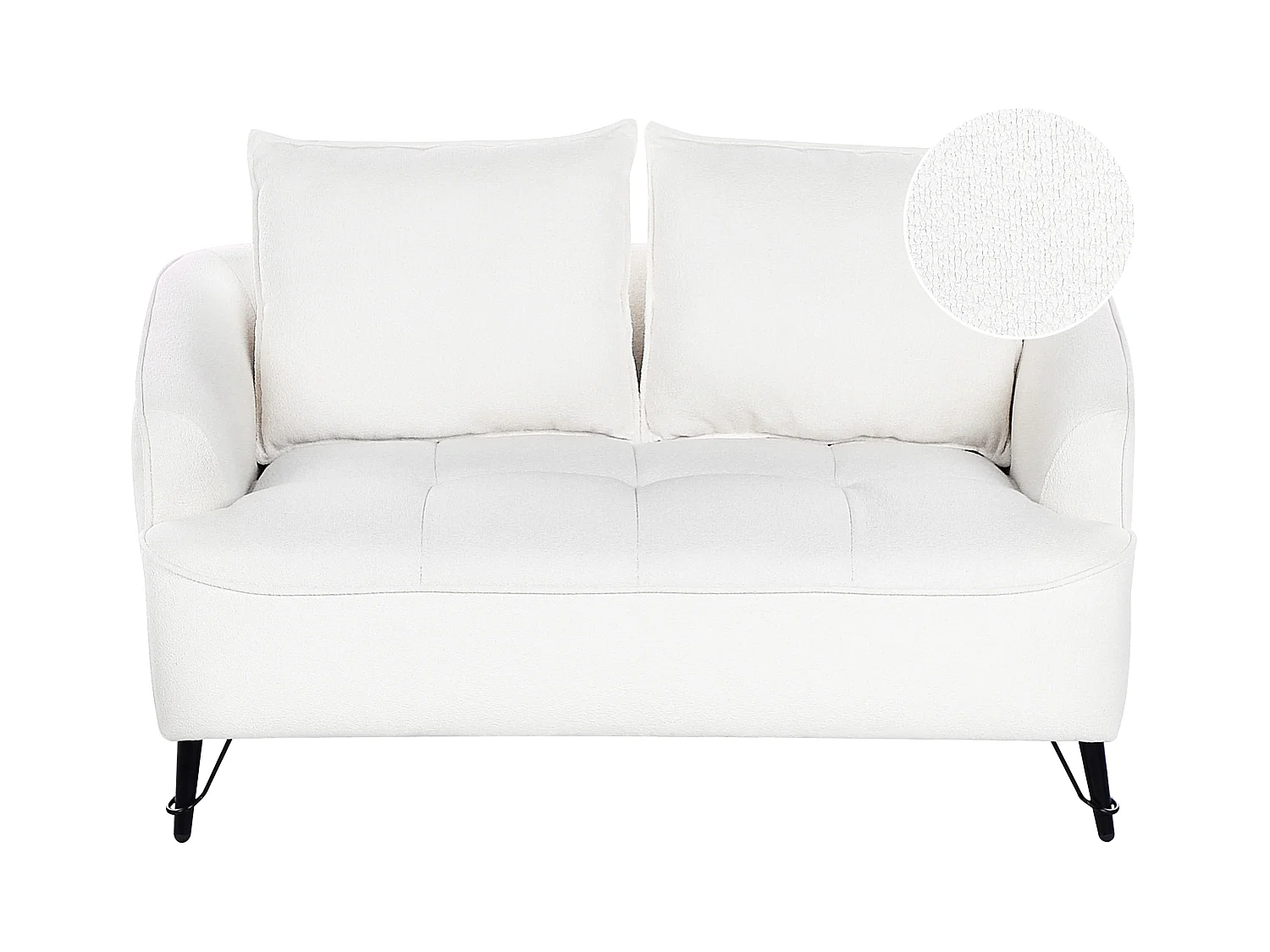 Sofa HOBRO Bouclé Weiss 2-Sitzer