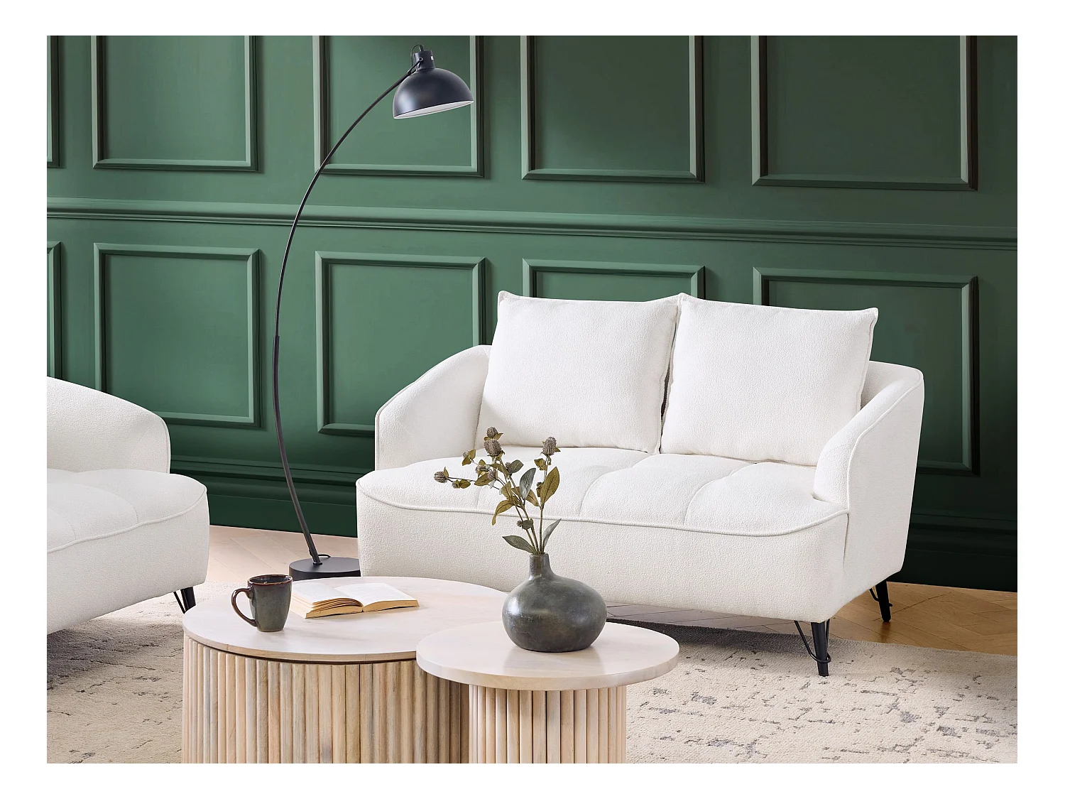 Sofá HOBRO Bouclé Blanco 2 plazas