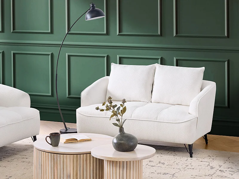 Sofá HOBRO Bouclé Blanco 2 plazas