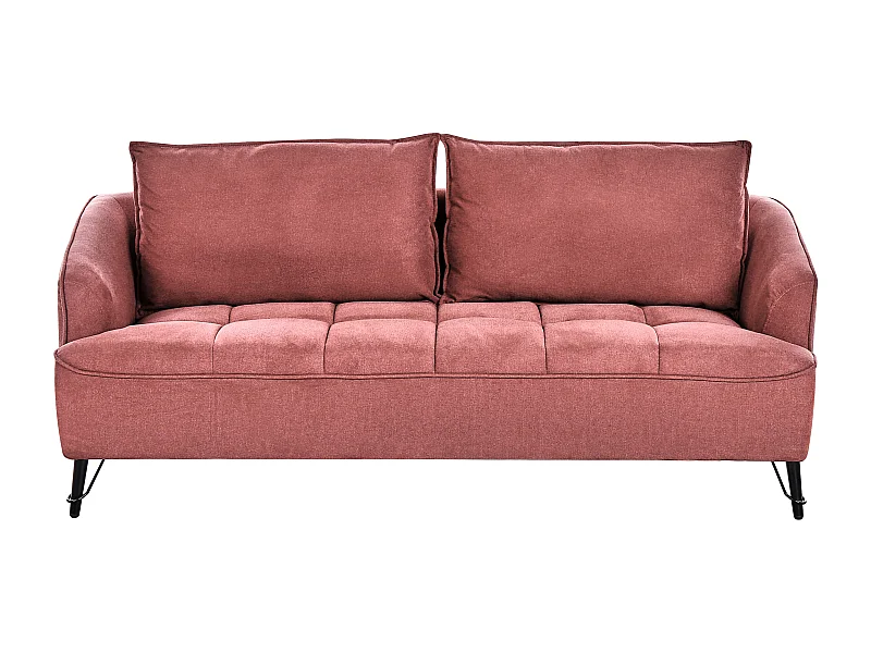 3-Sitzer Sofa Stoff rot gesteppt mit Armlehnen lose Rückenkissen modern Hobro