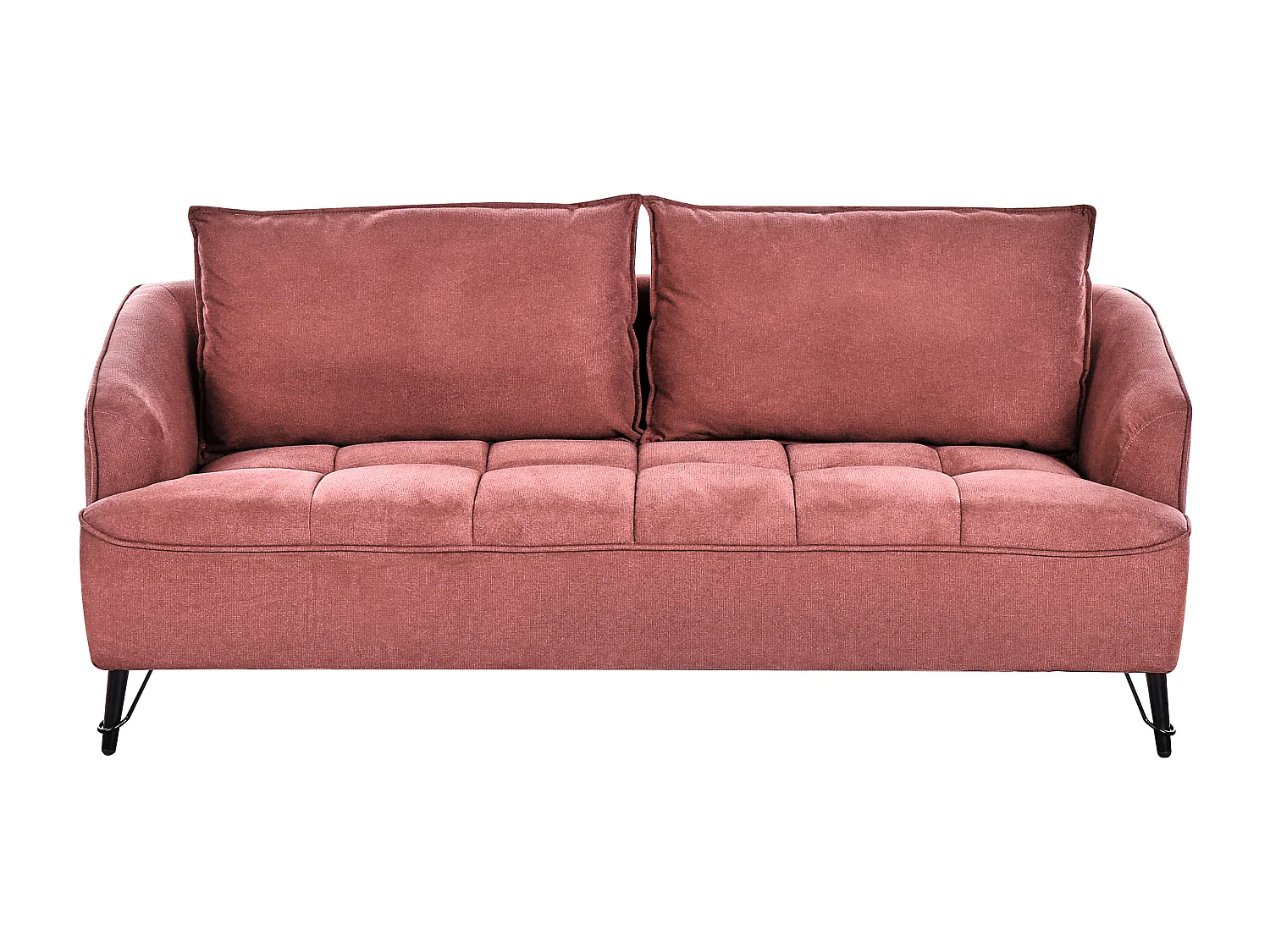 3-Sitzer Sofa Stoff rot gesteppt mit Armlehnen lose Rückenkissen modern Hobro