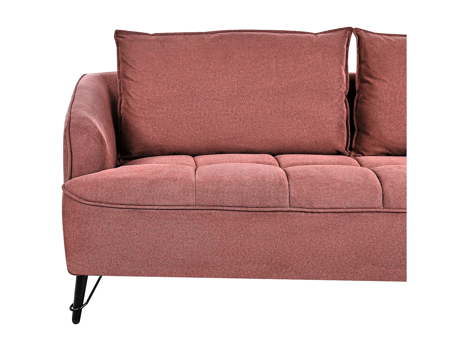 3-Sitzer Sofa Stoff rot gesteppt mit Armlehnen lose Rückenkissen modern Hobro