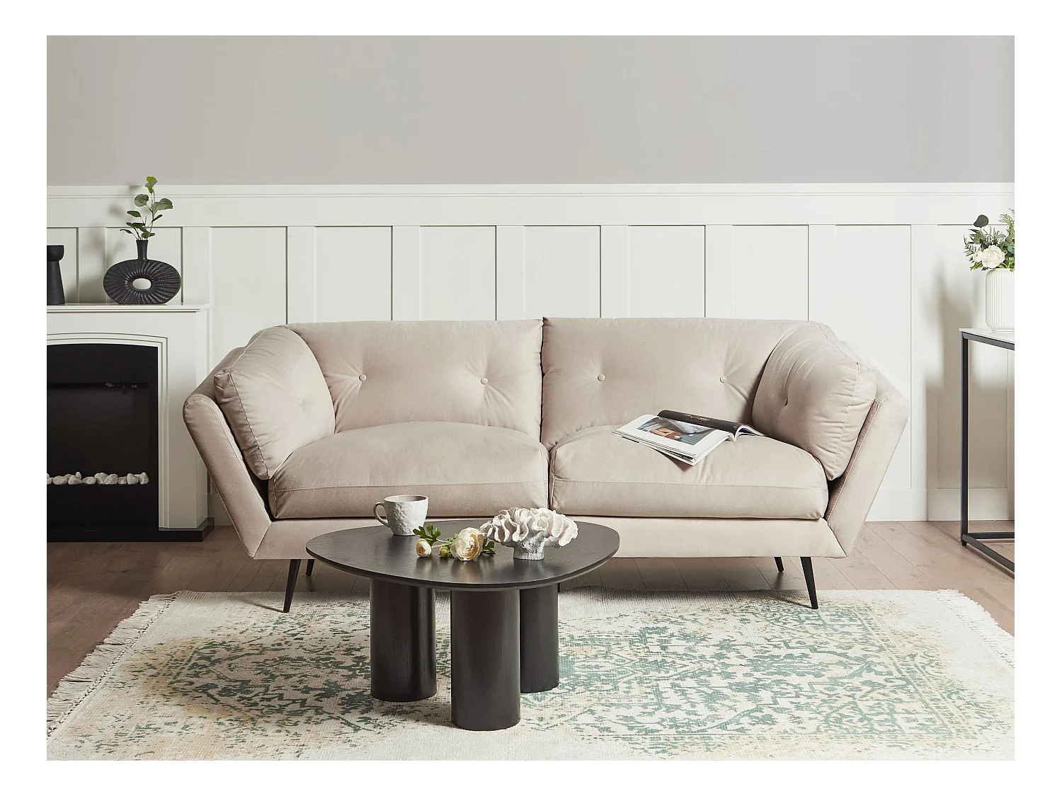 Canapé 3 places LENVIK Velours Beige