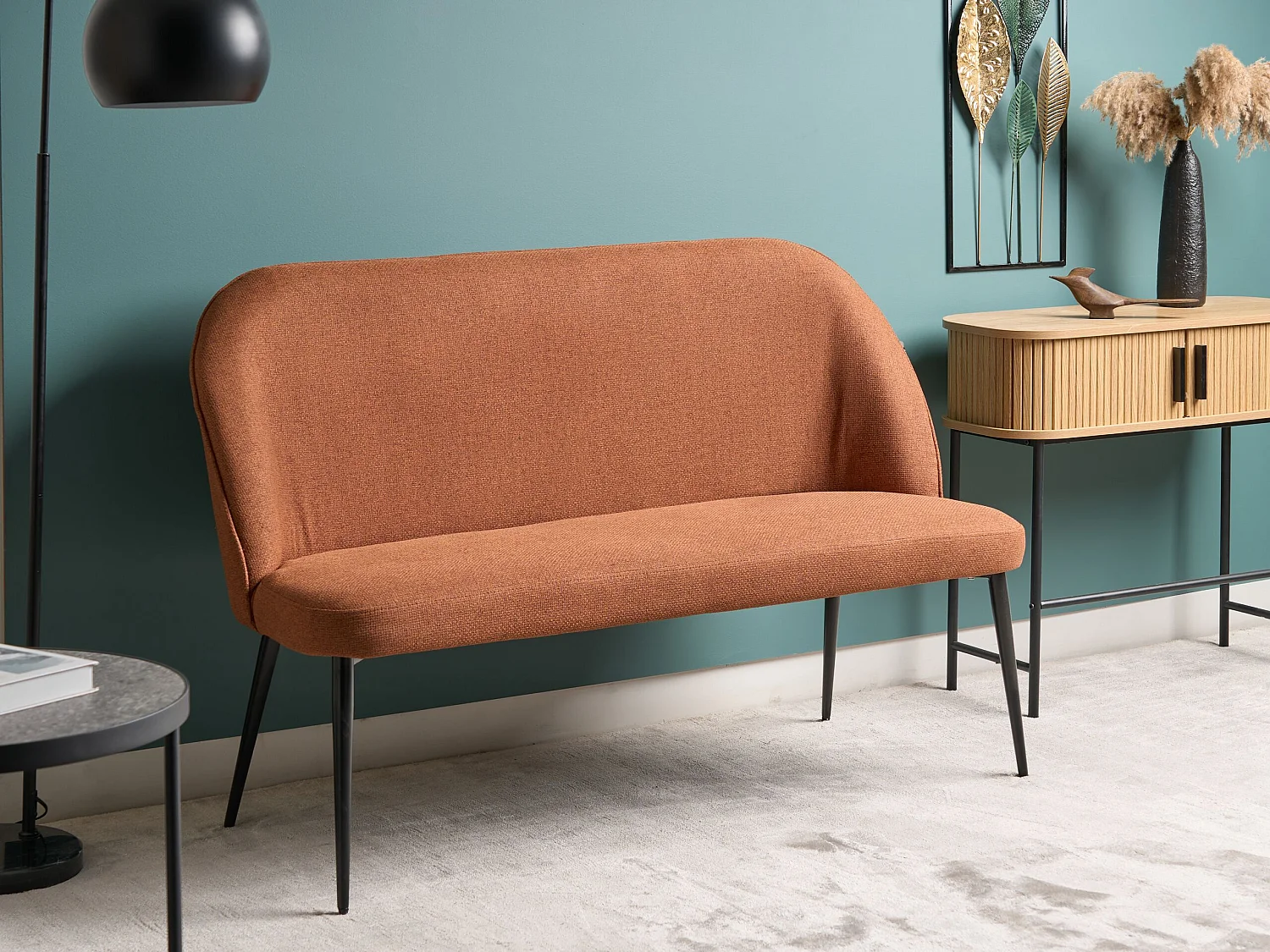 Banc rembourré OSBY Tissu Marron 2 places