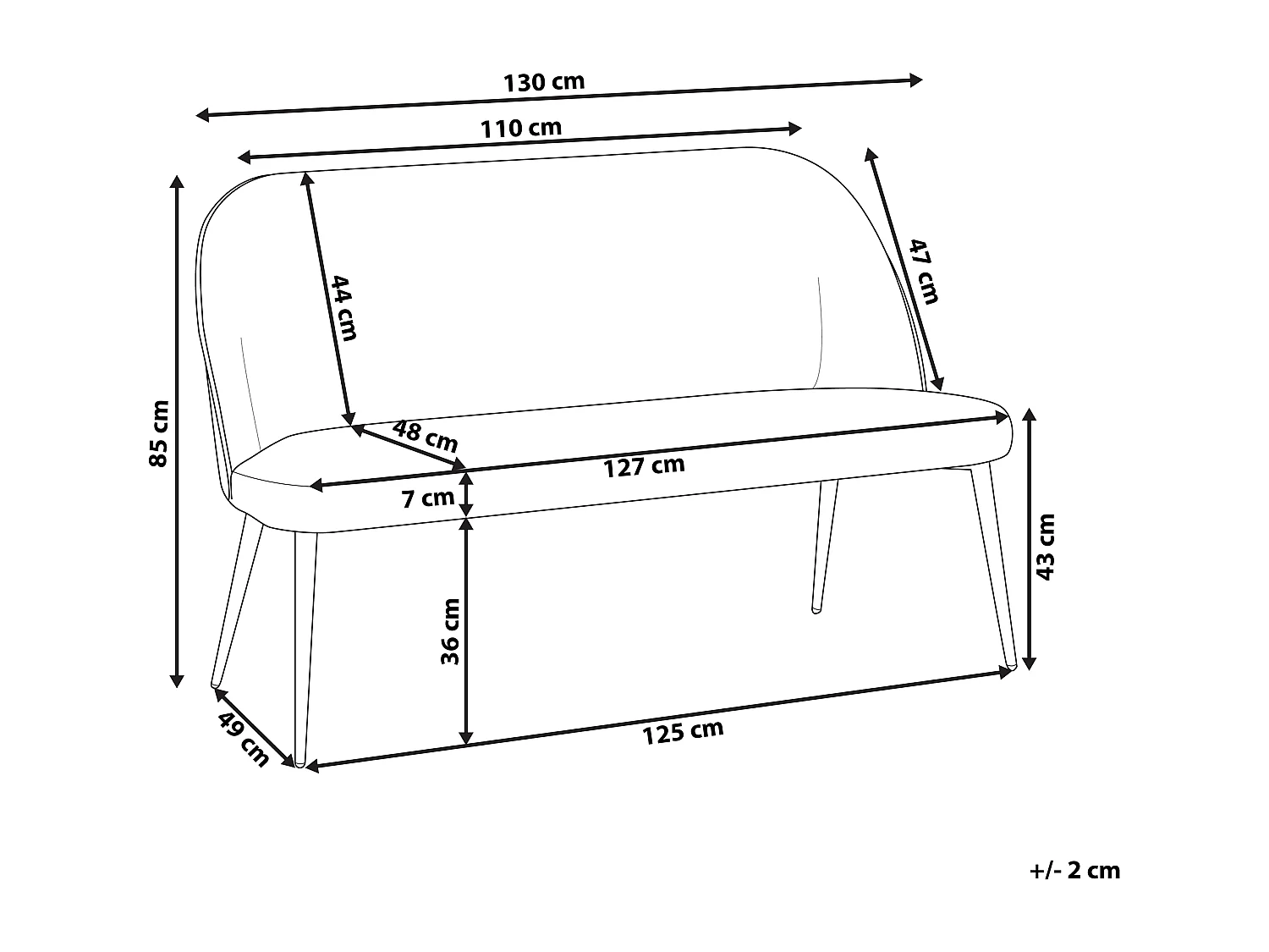 Modernes 2-Sitzer Küchensofa Stoff braun Metallbeine schwarz Osby