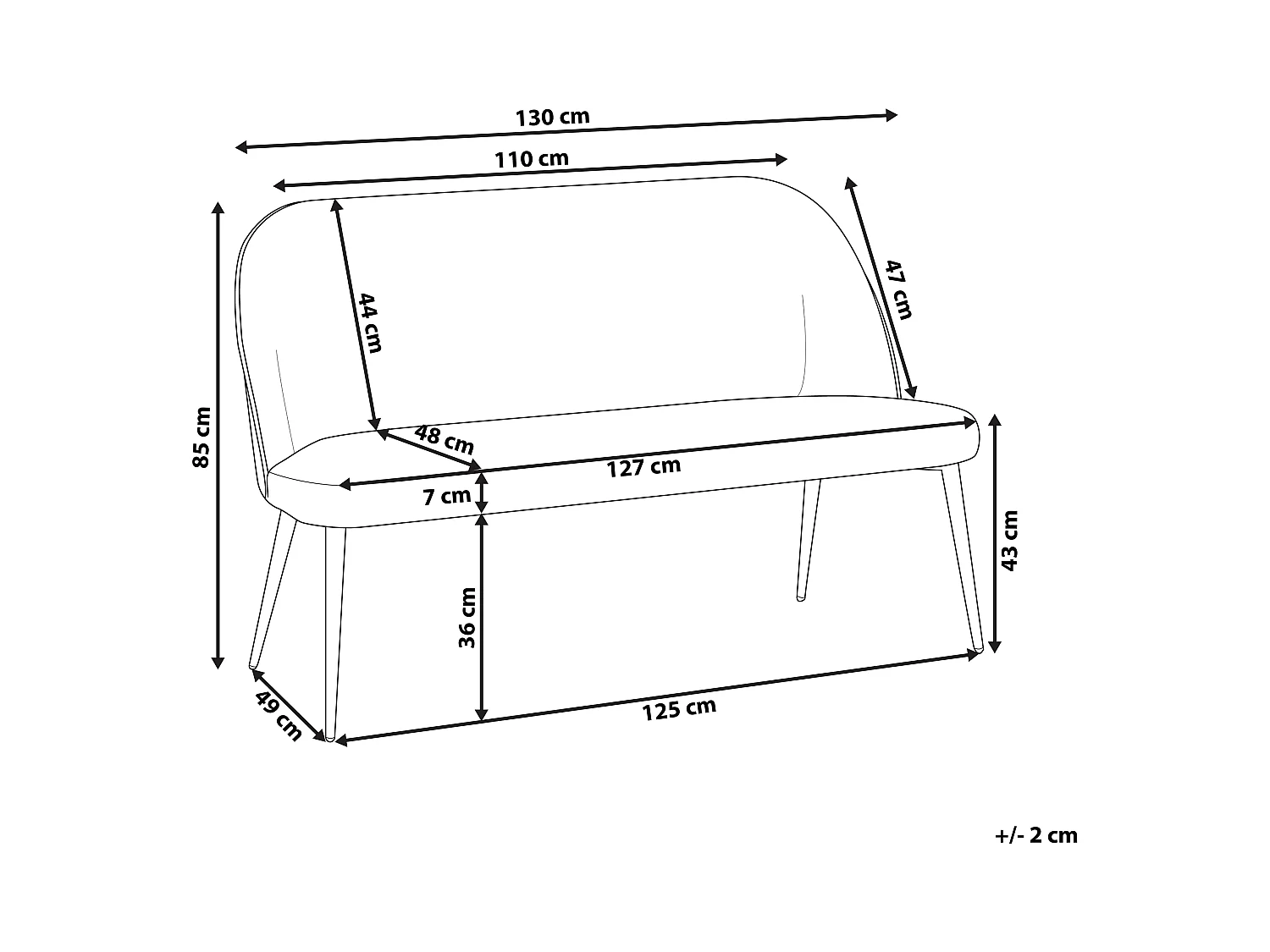 Modernes 2-Sitzer Küchensofa Stoff rosa Metallbeine schwarz Osby