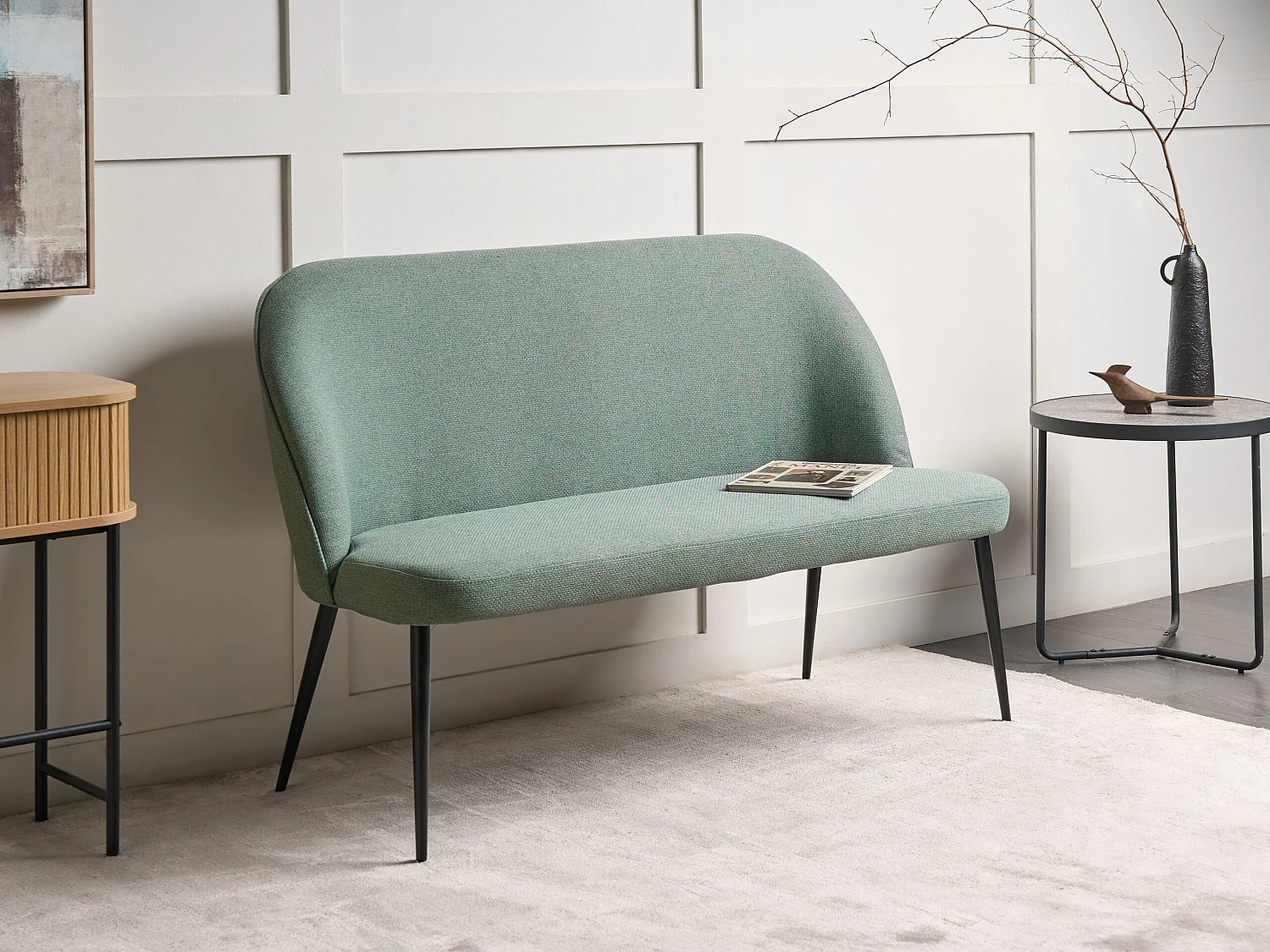 Banc rembourré OSBY Tissu Vert clair 2 places