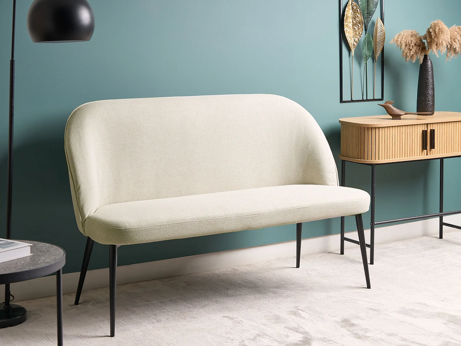 Banc rembourré OSBY Tissu Beige clair 2 places