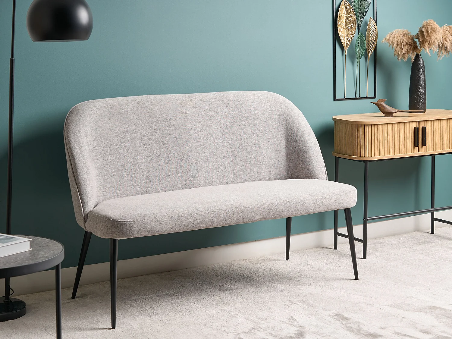 Banc rembourré OSBY Tissu Gris clair 2 places