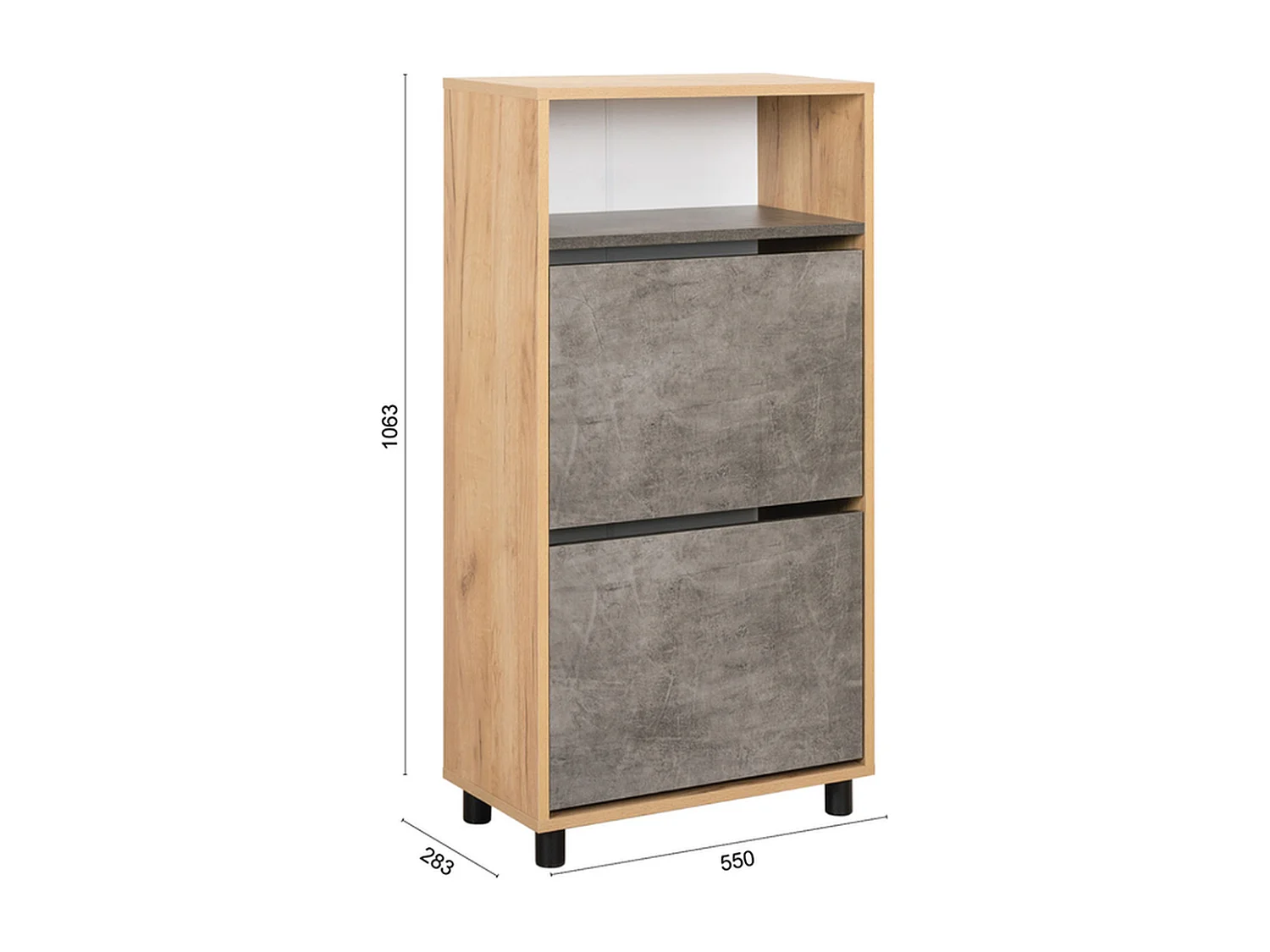 Furnilux Schuhschrank - Braun Grau - 2 Türen