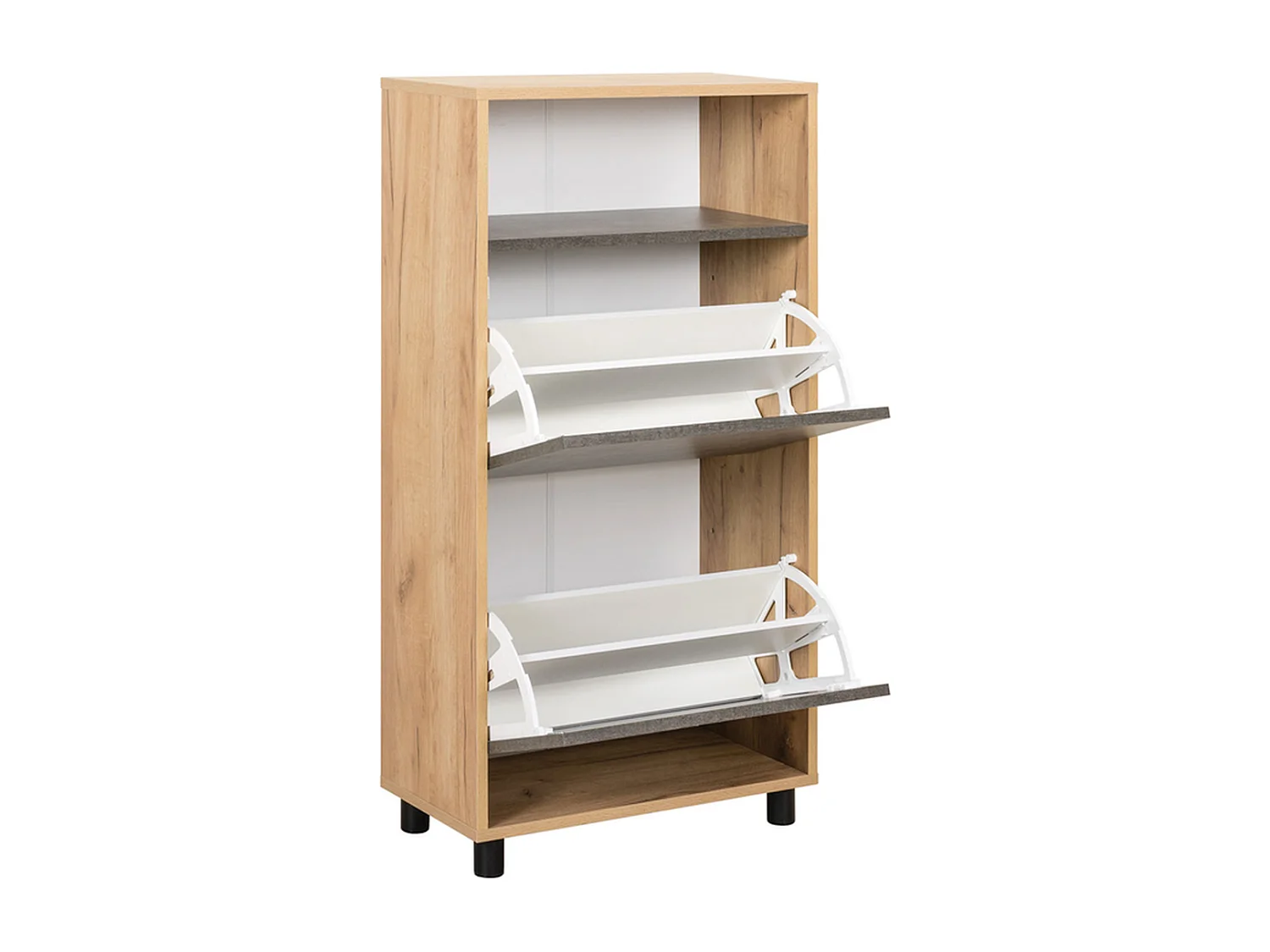 Furnilux Schuhschrank - Braun Grau - 2 Türen