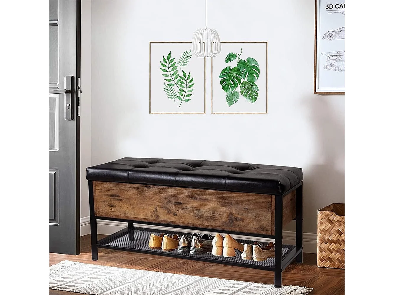 Schoenenbankje Nexus - Bruin - 100x35x45 cm