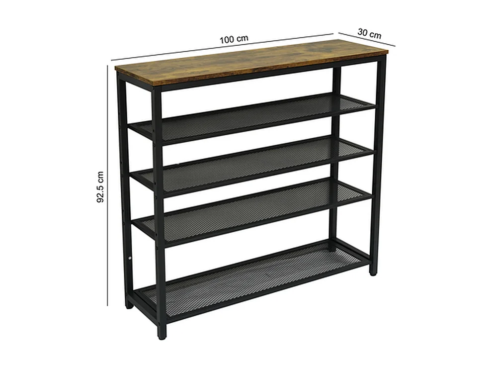 Schuhregal Furnilux - Metall und Holz - Industriedesign - Braun und Schwarz