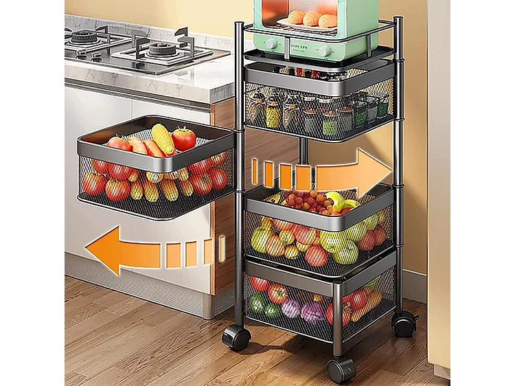 Keukenrek Furnilux - Zwart - 28x28x77 cm - 4 manden