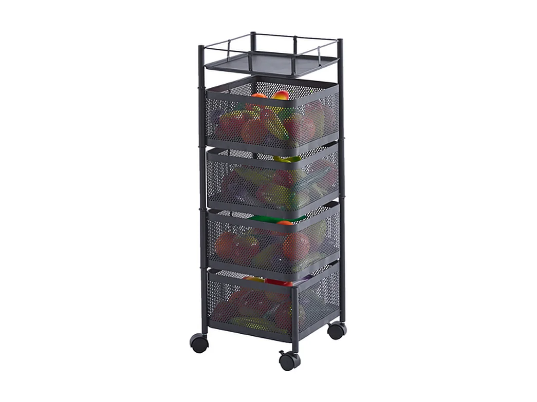 Étagère de cuisine Furnilux - Noir - 28 x 28 x 77 cm - 4 paniers