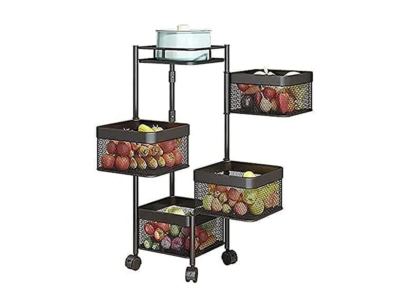 Étagère de cuisine Furnilux - Noir - 28 x 28 x 77 cm - 4 paniers