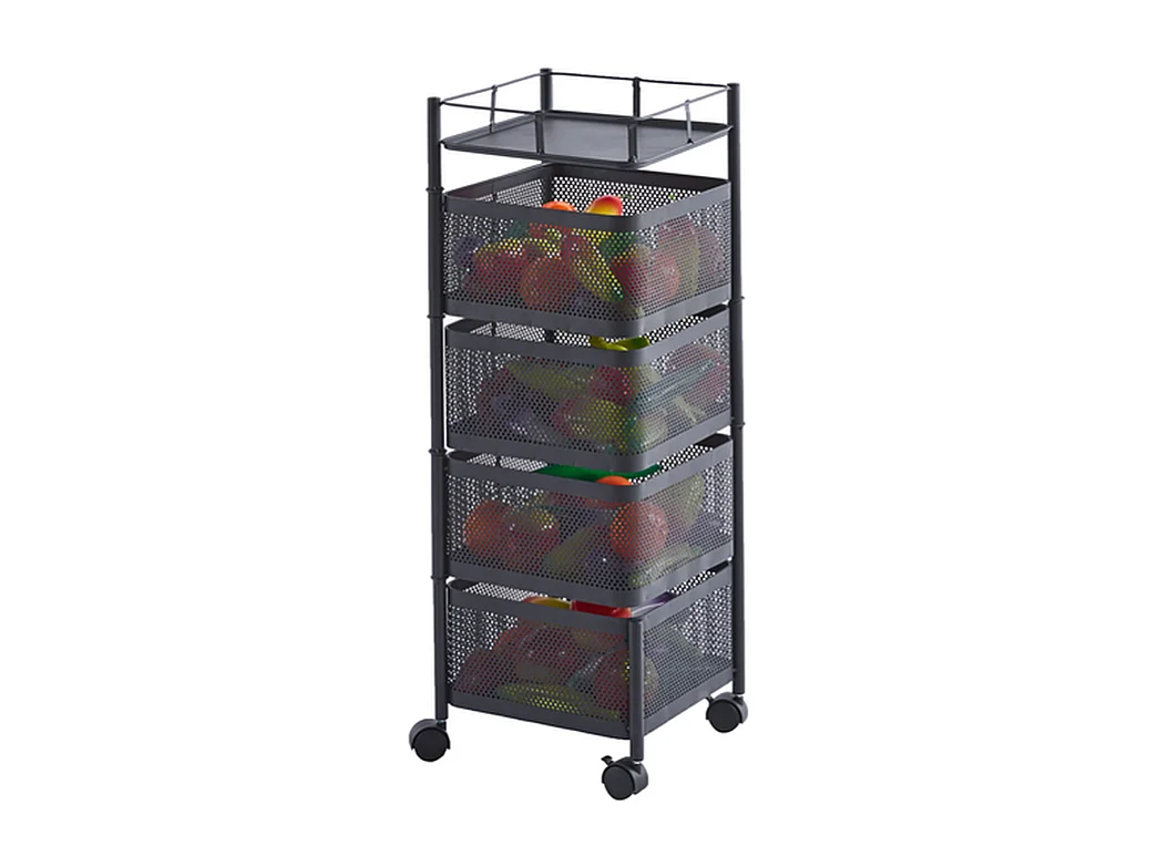 Keukenrek Furnilux - Zwart - 28x28x77 cm - 4 manden