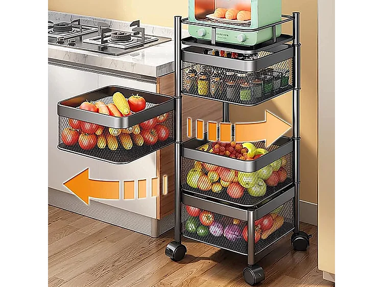 Keukenrek Furnilux - Zwart - 28x28x77 cm - 4 manden