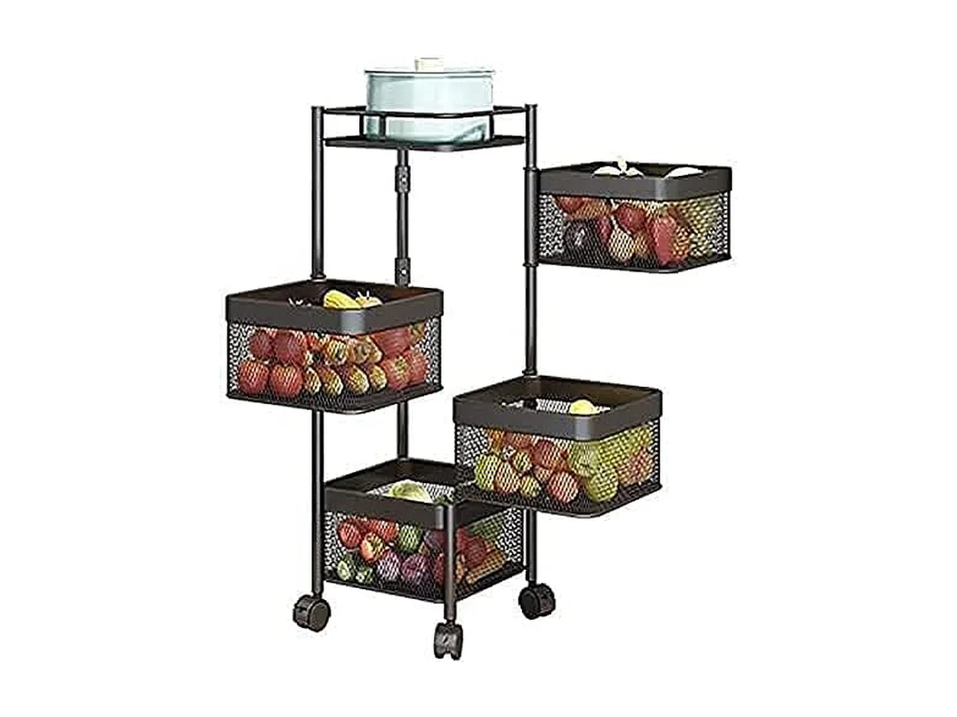 Keukenrek Furnilux - Zwart - 28x28x77 cm - 4 manden