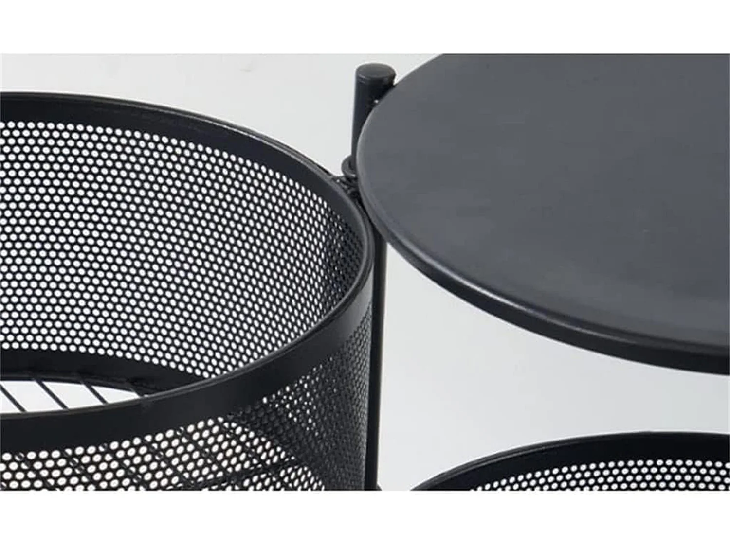 Étagère de cuisine Furnilux - Métal noir 28x28x77 cm - 4 paniers ronds